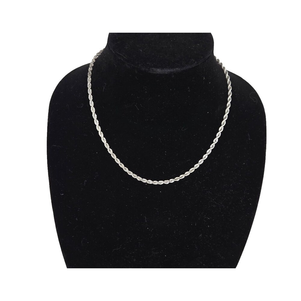 Vintage Revion Silver Tone Rope Necklace 18 In Women's